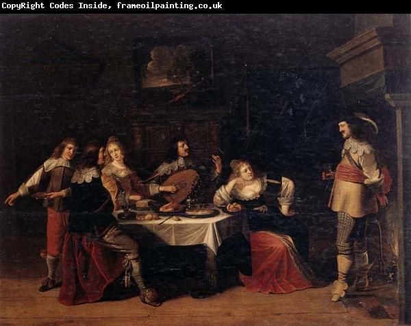 Christoph jacobsz.van der Lamen Cavaliers and courtesans in an interior
